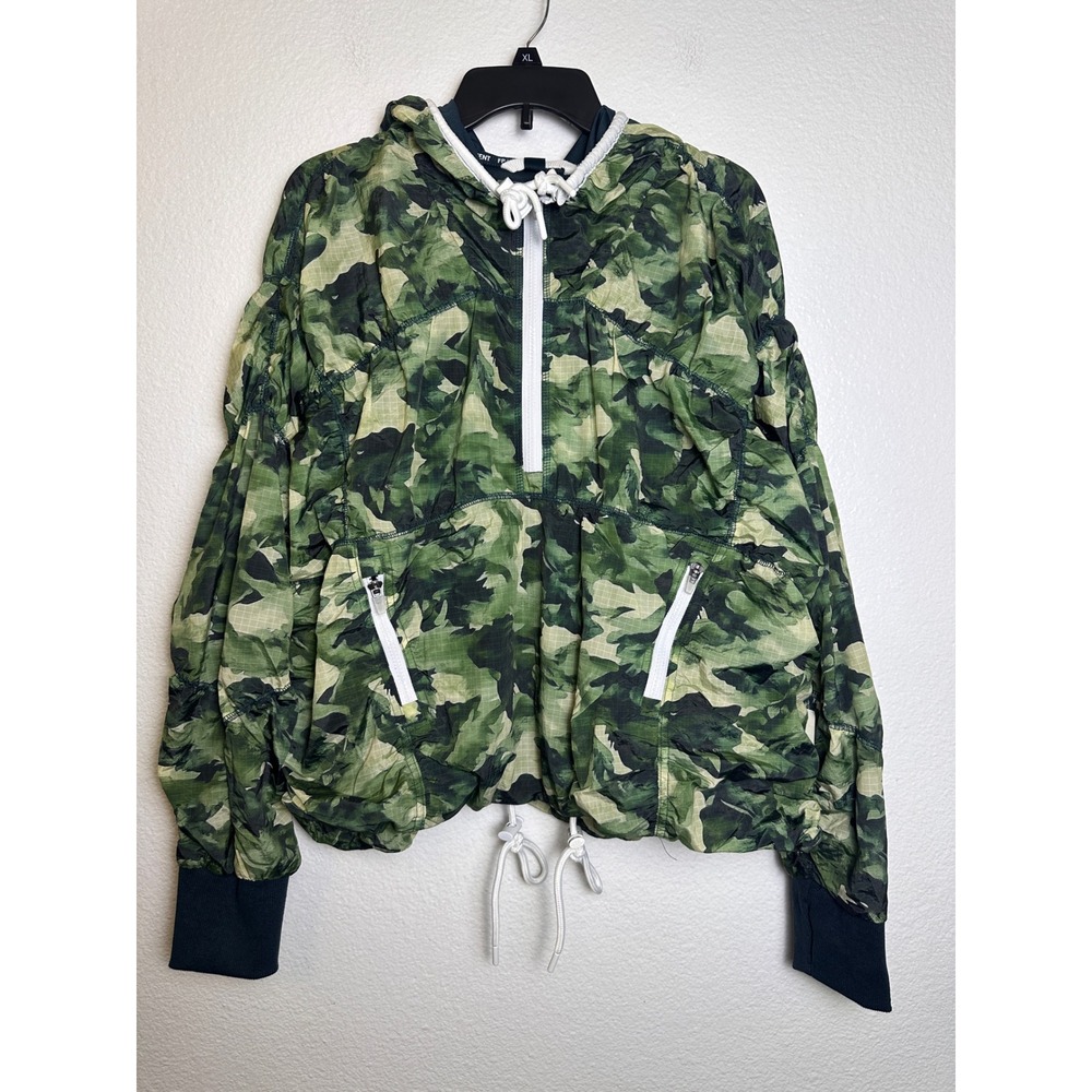 Free People Movement Pack It Up Camo Jacket Green Half Zip Windbreaker Small